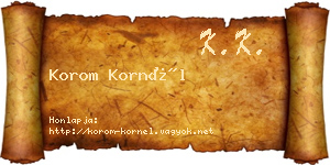 Korom Kornél névjegykártya
